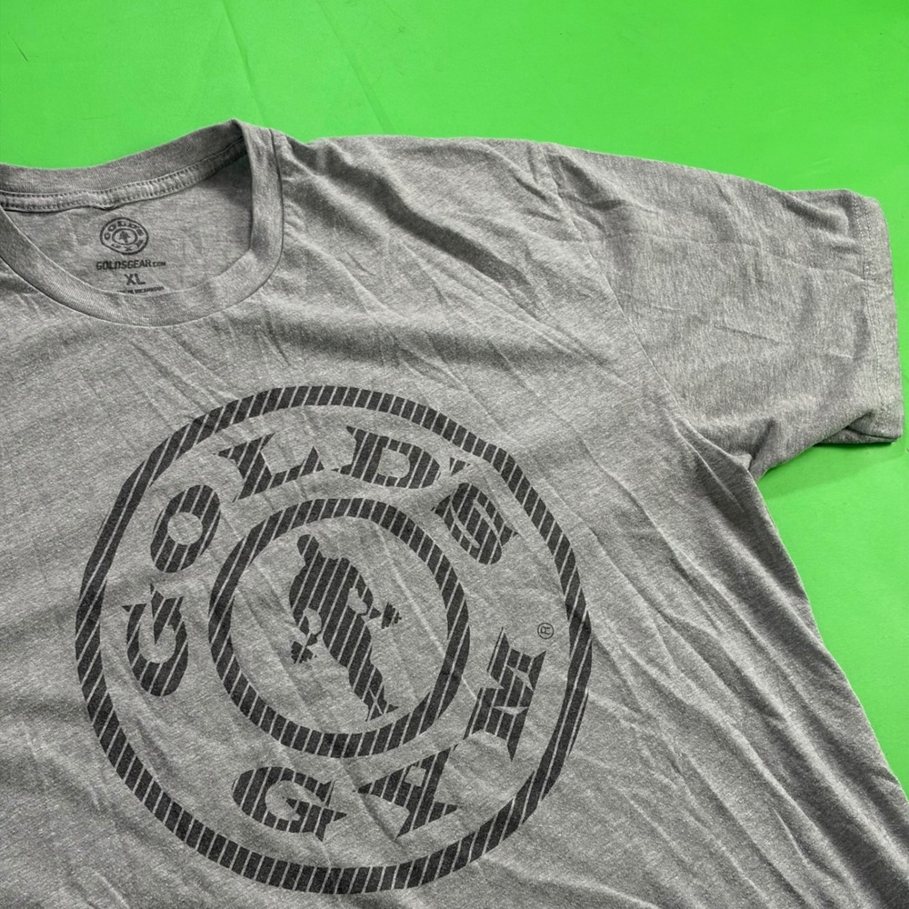 Gold's Gym Distressed Logo T-Shirt Mens XL Gray Weightlifting Bodybuilding Tee